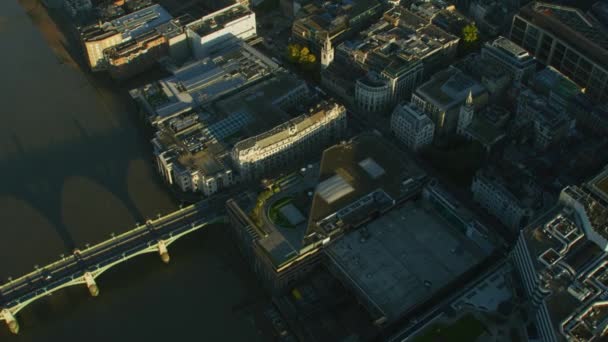 Aerial View Commercial Buildings River Thames Southwark Bridge Sunrise Pauls — Stock Video