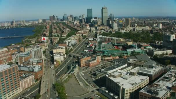 Βοστώνη Ηπα Νοέμβριος 2017 Αεροφωτογραφία Του Fenway Πάρκο Μπέιζμπολ Στάδιο — Αρχείο Βίντεο