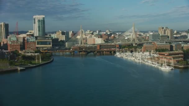 Boston Usa November 2017 Aerial Waterfront View Naval Dock Uss — Stock Video