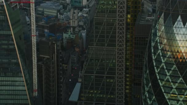 London Storbritannien November 2017 Flygfoto Dawn London City Finansdistriktet Skyskrapor — Stockvideo
