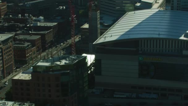 美国波士顿 2017年11月 空中城市景观 花园体育娱乐竞技场城市商业和政府大楼波士顿商业区马萨诸塞州 — 图库视频影像