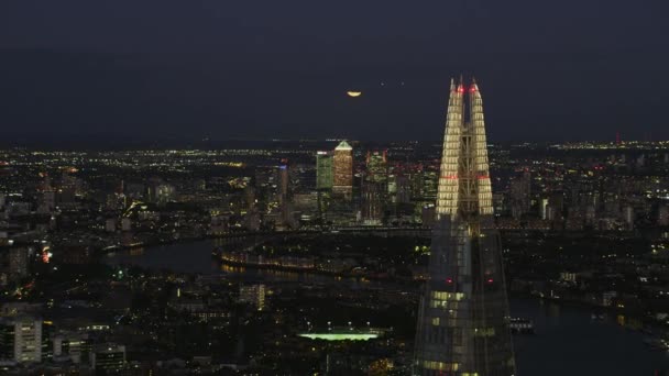 Londyn Listopada 2017 Widok Lotu Ptaka Oświetlony Światła Londynu Skyline — Wideo stockowe