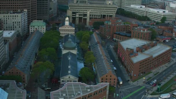 Boston Usa November 2017 Aerial City View Quincy Market Old — Stock Video