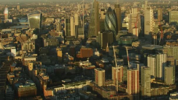 Londen November 2017 Luchtfoto Zonsopgang Boven Londen Stadsgezicht Financiële Wijk — Stockvideo