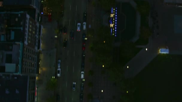 Boston Usa November 2017 Antenne Beleuchtete Stadt Nacht Ansicht Von — Stockvideo