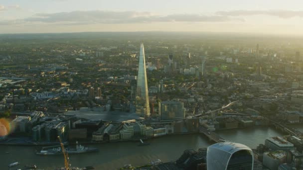 London November 2017 Luftbild Mit Sonnenflare London Stadtbild Sunset Shard — Stockvideo