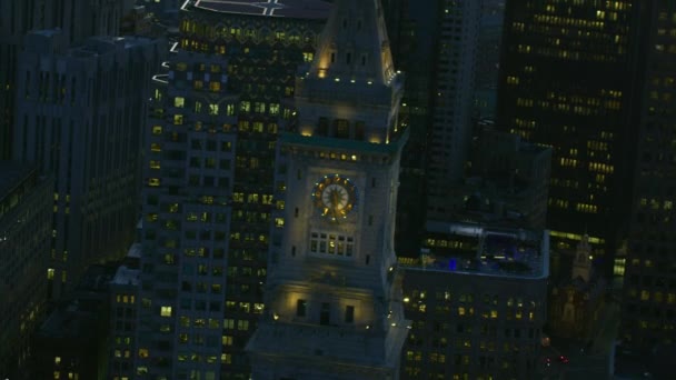 Boston Usa Novembre 2017 Aerial Illuminato Notte Vista Città Metropolitan — Video Stock