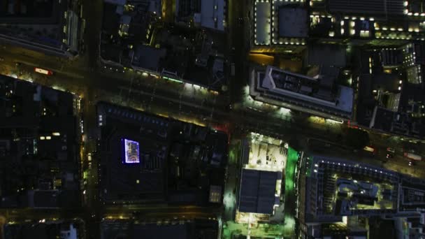 空中屋上表示夜オックスフォード ストリートに照らされた小売店舗 ラスボーン スクエア オフィス ロンドン イギリス — ストック動画