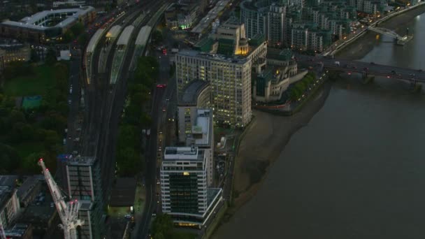 London November 2017 Aerial Sunset View Commuter Traffic Vauxhall Bridge — Stock Video