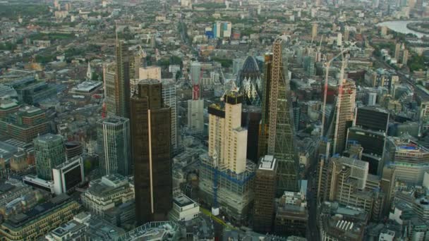 Londen November 2017 Luchtfoto Van Bij Zonsondergang Skyline Van Financiële — Stockvideo