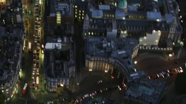 Luchtfoto Nacht Uitzicht Trafalgar Square Londen Stadsgezicht Horse Guards Parade — Stockvideo