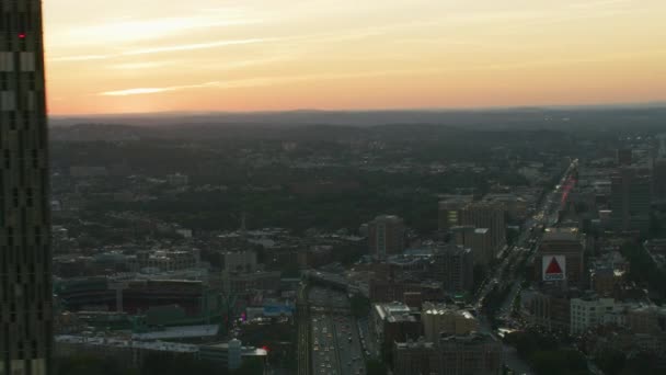 Boston Usa Listopada 2017 Aerial Sunset Oświetlony Widok Centrum Miasta — Wideo stockowe