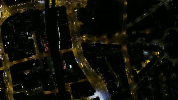 ナイト ショーディッチ鉄道高架橋 A10 車両交通照明ストリートで空中屋上ビュー ライト ロンドン イギリス — ストック動画