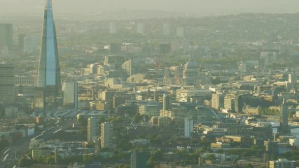 Londres Reino Unido Noviembre 2017 Vista Aérea Atardecer Rascacielos Comerciales — Vídeo de stock