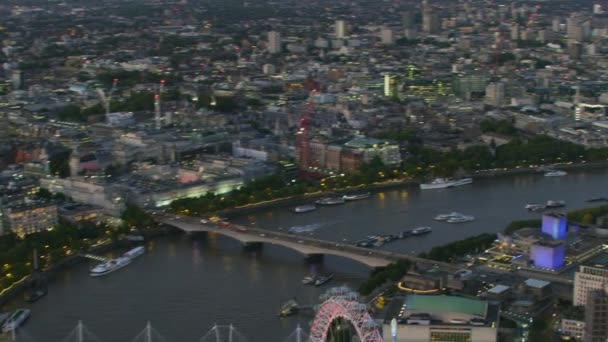 Londen November 2017 Verlichte Skyline Luchtfoto City Van Londen Bij — Stockvideo