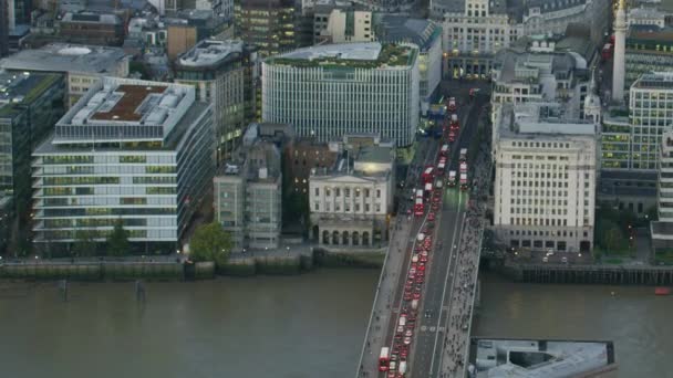 London November 2017 Aerial View Sunset London Bridge Evening Commute — Stock Video