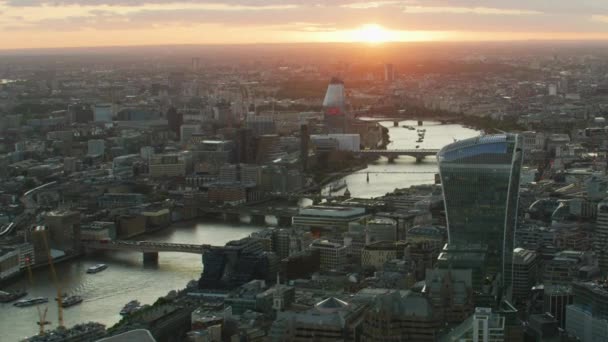 London November 2017 Luftbild Sonnenuntergang Über Der Skyline Von London — Stockvideo