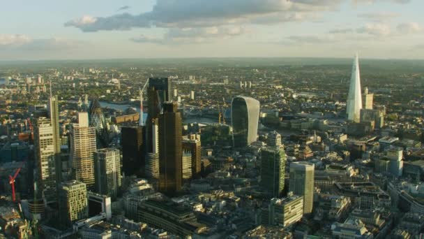 Londen November 2017 Luchtfoto Van Bij Zonsondergang Londen Stadsgezicht Financiële — Stockvideo