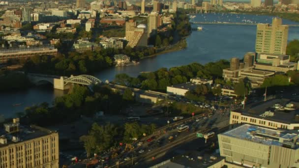 Boston Usa November 2017 Aerial Solljus Syn Boston University Bridge — Stockvideo