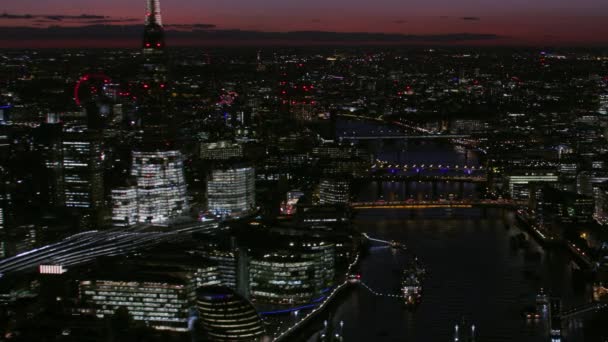 Londen November 2017 Luchtfoto Van Bij Nacht City London Verlichte — Stockvideo