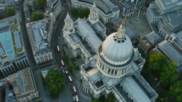 Vista Aerea Tramonto Tetto Cupola Cattedrale Pauls Chiesa Anglicana Ludgate — Video Stock