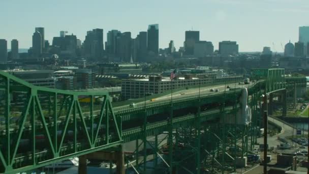 Boston Abd Kasım 2017 Mystic River City Gökdelen Şehir Boston — Stok video