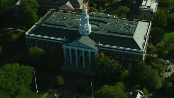 Overhead Luchtfoto Van Historische Boston Baker Library Bloomberg Center Een — Stockvideo