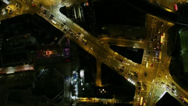 Antenne Het Dak Uitzicht Nacht A10 Shoreditch Verlichte Straten Commuter — Stockvideo