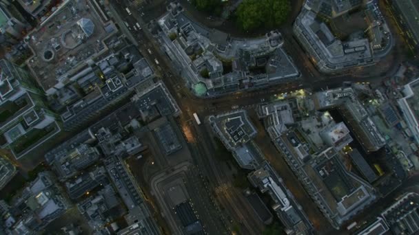 London November 2017 Aerial Rooftop View Sunset Illuminated Streets Buildings — Stock Video