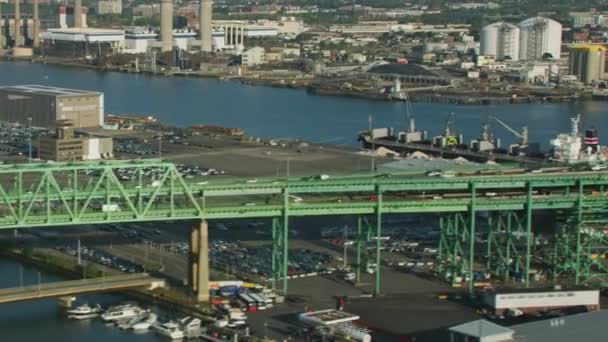 Boston Noviembre 2017 Vista Aérea Del Puente Vehículos Carretera Dos — Vídeo de stock