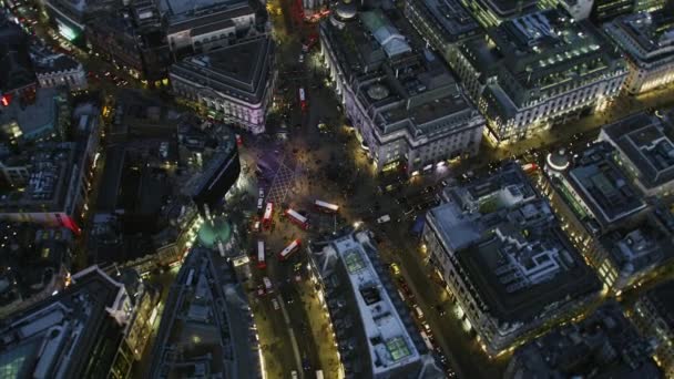 London November 2017 Aerial Rooftop View Night Illuminated Streets Buildings — Stock Video