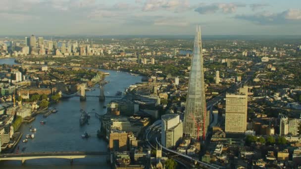Londen November 2017 Zonsondergang Luchtfoto Londen City Skyline Shard Moderne — Stockvideo