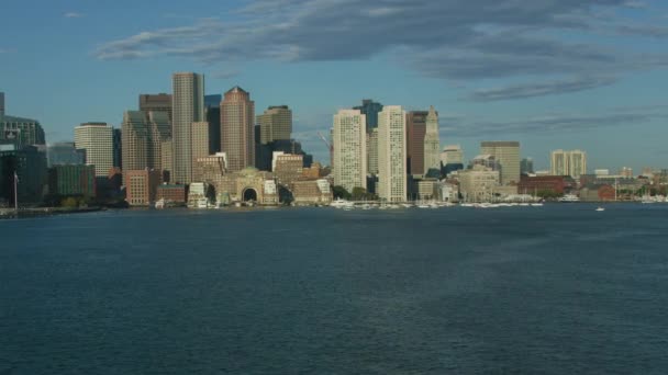 Boston Usa November 2017 Luftaufnahme Des Ruderstegs Wharf Boston Harbor — Stockvideo