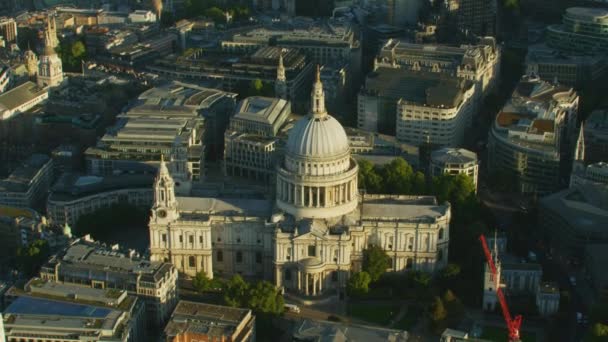 Aerial View Sunrise City London 17Th Century Anglican Cathedral Pauls — Stock Video