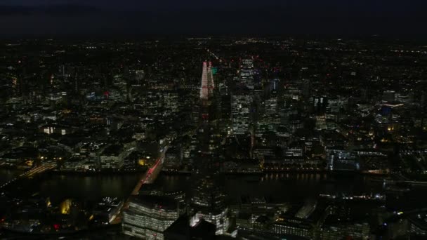 Londres Reino Unido Novembro 2017 Luzes Iluminadas Vista Aérea Cidade — Vídeo de Stock