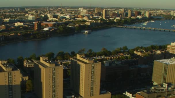 Boston Usa November 2017 Aerial View Downtown City Skyscraper Buildings — Stock Video