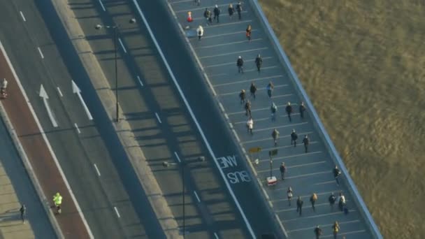 Londýn Velká Británie Listopad 2017 Letecký Pohled Chodce Dojíždějící Vozidla — Stock video