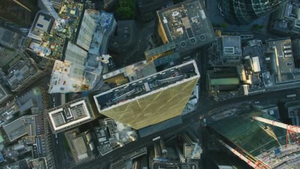 Luchtfoto Van Zonsondergang Londense Financiële Wijk Daken Straten Cheesegrater Leadenhall — Stockvideo