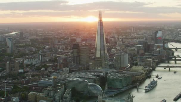 伦敦英国 2017年11月 鸟瞰伦敦城市地平线泰晤士河铁塔桥号贝尔法斯特的碎片英国英国 — 图库视频影像