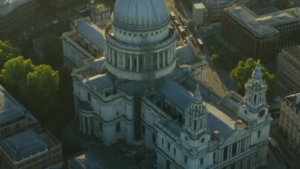 Letecký Pohled Východ Slunce Odlesk Slunce Dome Pauls Cathedral Anglikánské — Stock video