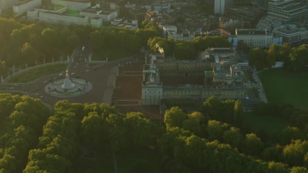 Havadan Görünümü Gündoğumu Buckingham Sarayı Kraliyet Aile Konut Devlet Odalar — Stok video