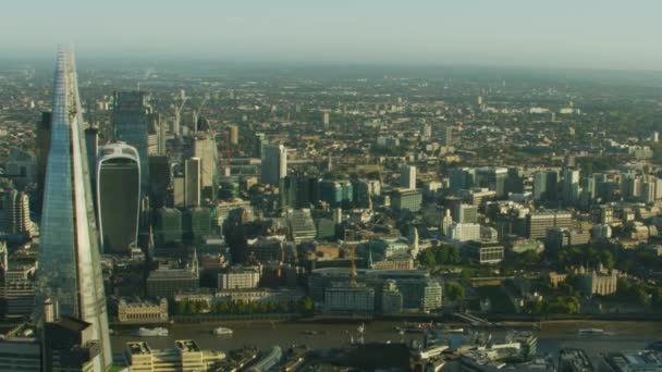 London November 2017 Luftbild Sonnenaufgang Über London Cityscape Financial District — Stockvideo