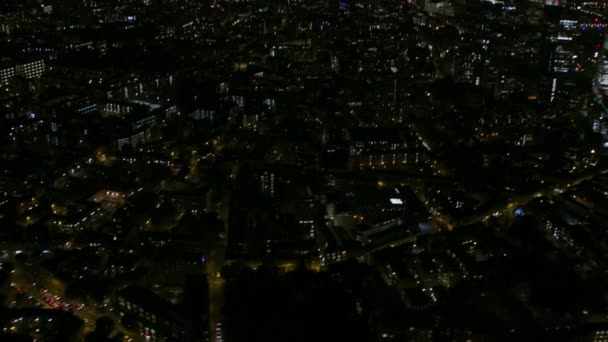 Londen November 2017 Luchtfoto Nacht Beeld Verlicht Kantoorgebouwen Straatverlichting City — Stockvideo