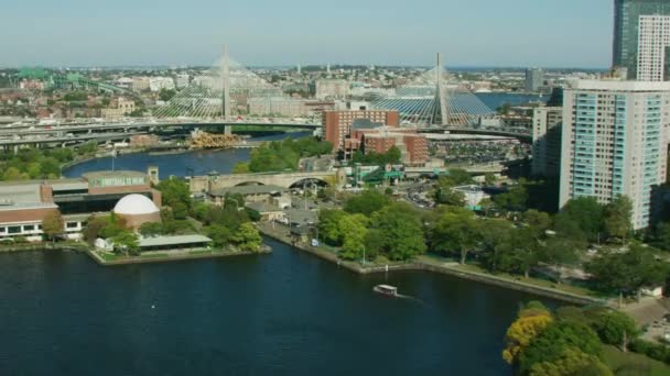 Boston États Unis Novembre 2017 Vue Aérienne Métropolitaine Pont Routier — Video