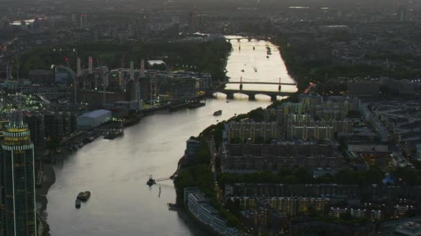 Лондонский Городской Пейзаж Закате Tower Residential Apartments Battersea Power Station — стоковое видео