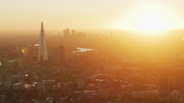 London November 2017 Aerial View Sunrise Sun Flare London Cityscape — Stock Video