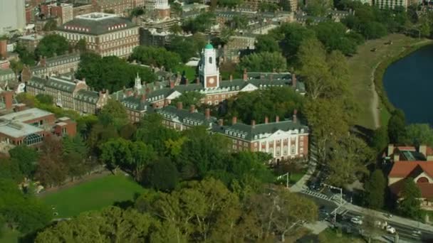 Vista Aérea Ciudad Del Edificio Histórico Boston Biblioteca Eliot House — Vídeos de Stock