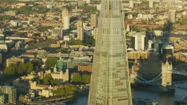 London November 2017 Aerial View Sunset Shard Glass Tower Offices — Stock Video
