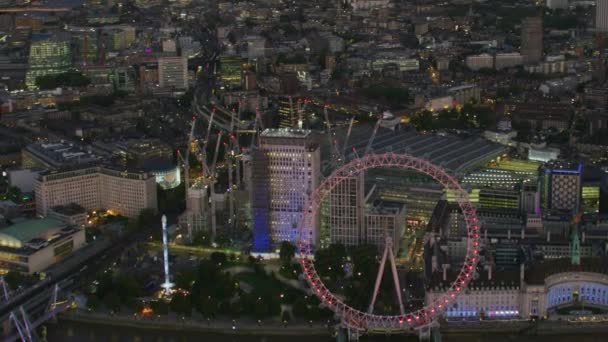 London November 2017 Aerial View Night London Cityscape Illuminated Lights — Stock Video