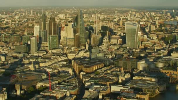 Luftaufnahme Sonnenuntergang Paul Kathedrale Und London Finanzbezirk Stadt Skyline Fluss — Stockvideo